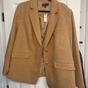 Talbots Tan Herringbone Wool Shetland Blazer NWT